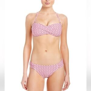 Helen Jon Pink and White Moorea Tab Hipster Bikini Swim Bottom Size Small